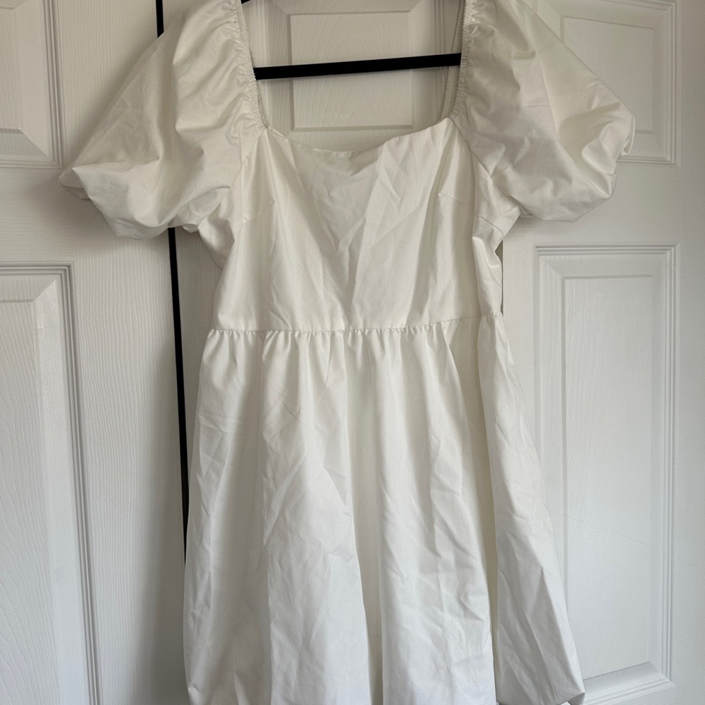 White Puff Sleeve Dress